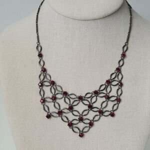 1928 Red And Black Bib Necklace Gothic Romantic Whimsygoth Style